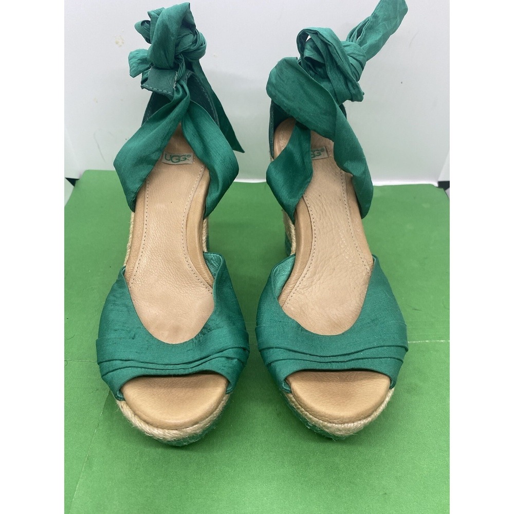 UGG Australia Luciana Green Wedge Sandals Espadrille Platforms 1002916 Size 5.5